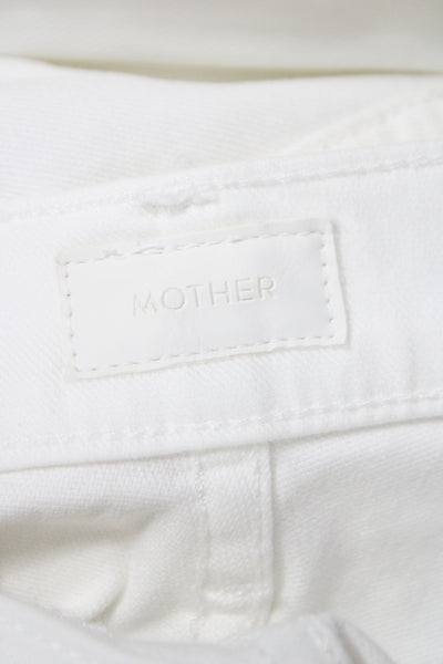 Mother Womens Cropped High Rise White Cotton Blend Jeans Size 32