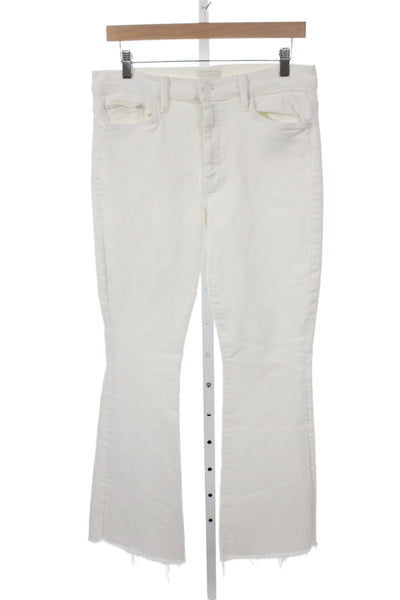 Mother Women Flared Jeans White Mid Rise Button Fly 30 Inseam Size 31