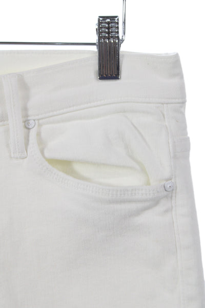 Mother Women Flared Jeans White Mid Rise Button Fly 30 Inseam Size 31