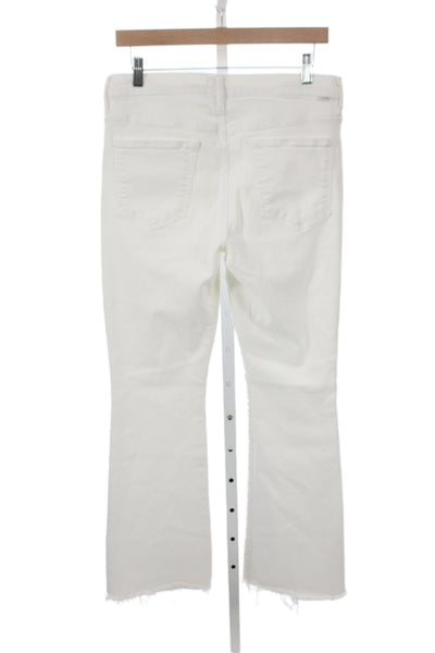 Mother Women Flared Jeans White Mid Rise Button Fly 30 Inseam Size 31