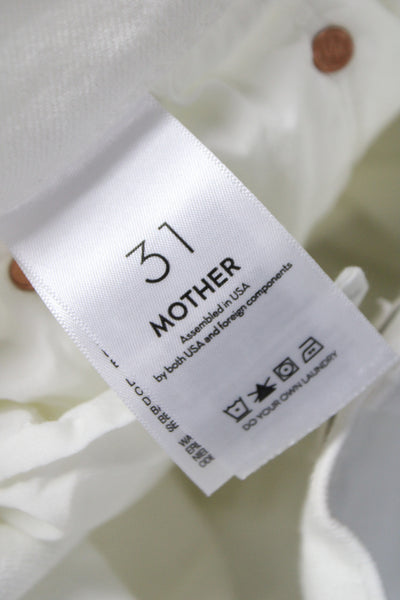 Mother Women Flared Jeans White Mid Rise Button Fly 30 Inseam Size 31
