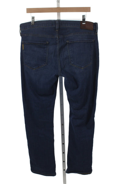 Paige Mens Straight Blue Jeans Button Mid Rise Cotton Blend Size 32
