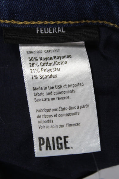 Paige Mens Straight Blue Jeans Button Mid Rise Cotton Blend Size 32