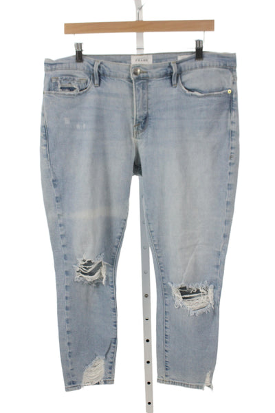 Frame Womens Skinny Distressed Blue Jeans Size 31