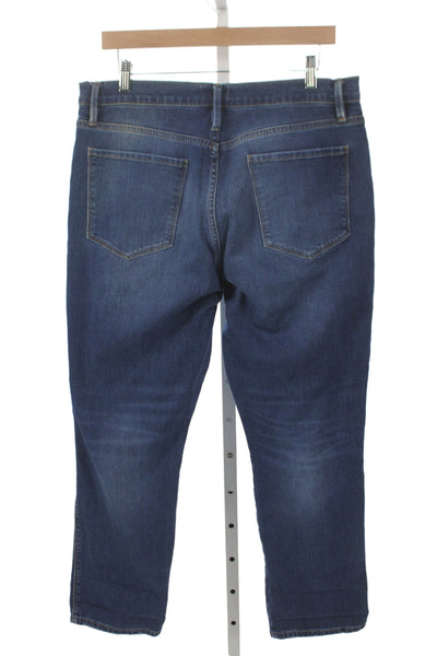 Frame Womens Cropped Blue Mid Rise Distressed Jeans Size 32