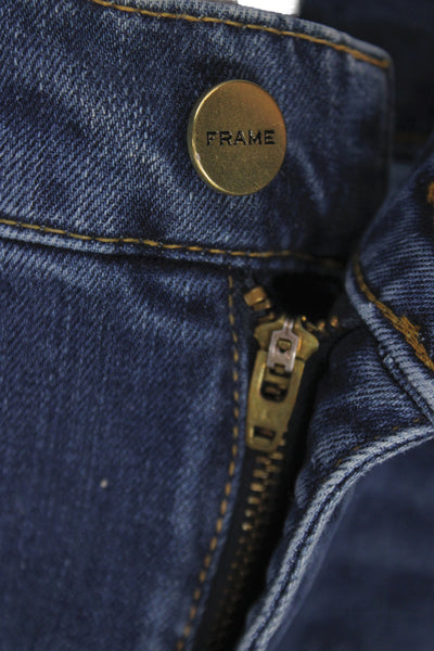 Frame Womens Cropped Blue Mid Rise Distressed Jeans Size 32