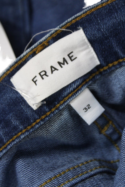 Frame Womens Cropped Blue Mid Rise Distressed Jeans Size 32