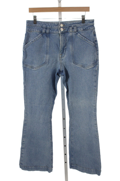Frame Womens Flared Jeans Blue Mid Rise Cotton Blend Button Fly Size 32