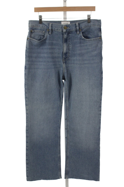 Frame Women Blue High Rise Straight Jeans Cotton Blend 30 Inseam Size 31