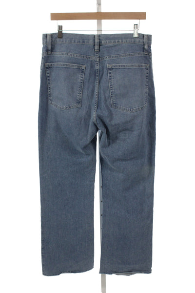 Frame Women Blue High Rise Straight Jeans Cotton Blend 30 Inseam Size 31