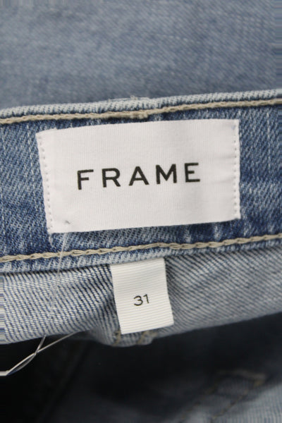 Frame Women Blue High Rise Straight Jeans Cotton Blend 30 Inseam Size 31