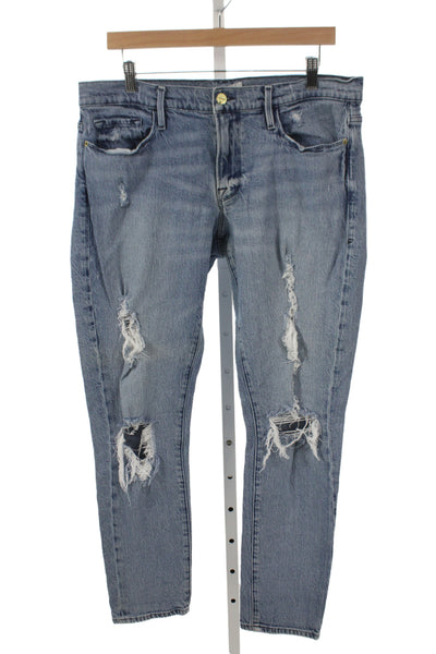 Frame Women Straight Jeans Blue Mid Rise 28 Inseam Size 31