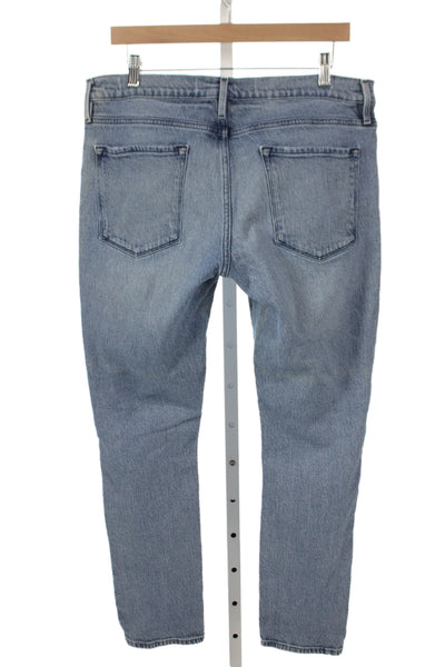 Frame Women Straight Jeans Blue Mid Rise 28 Inseam Size 31