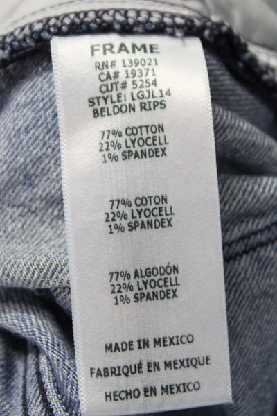 Frame Women Straight Jeans Blue Mid Rise 28 Inseam Size 31