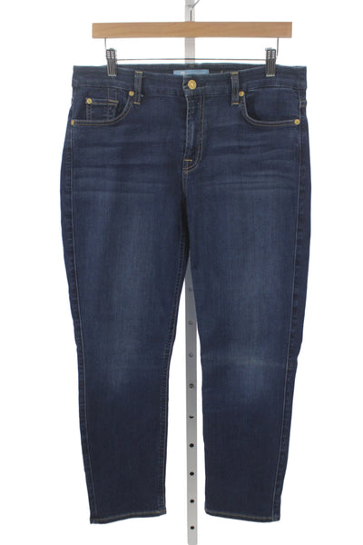7 For All Mankind Womens Blue Skinny Jeans Mid Rise Cotton Blend Size 31