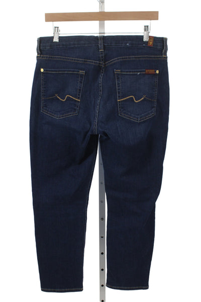 7 For All Mankind Womens Blue Skinny Jeans Mid Rise Cotton Blend Size 31