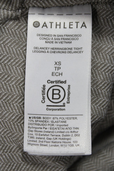 Athleta Women Herringbone Gray Ankle Leggings Polyester Sports Fall Size XS