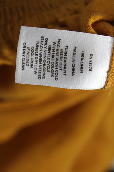Magaschoni Womens Wide Leg Linen Pants Yellow Pull On Size XS