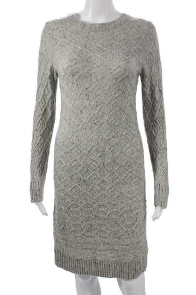 Cynthia Rowley Women Sweater Dress Gray Geometric Long Sleeve Nylon Size S