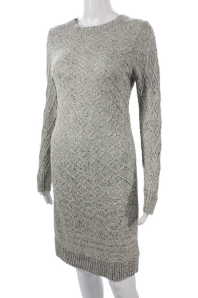 Cynthia Rowley Women Sweater Dress Gray Geometric Long Sleeve Nylon Size S
