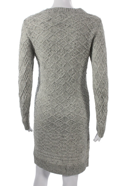 Cynthia Rowley Women Sweater Dress Gray Geometric Long Sleeve Nylon Size S