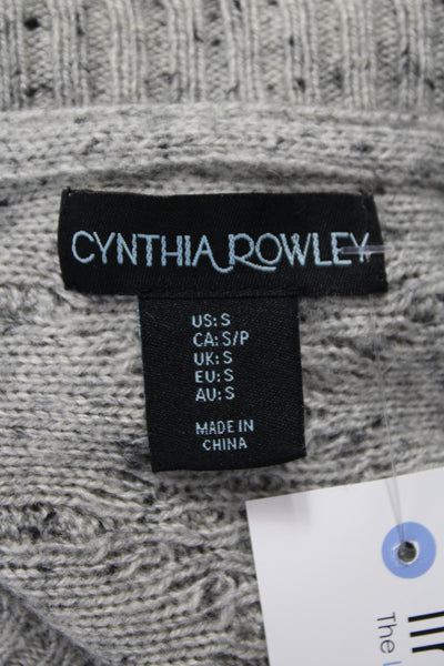 Cynthia Rowley Women Sweater Dress Gray Geometric Long Sleeve Nylon Size S
