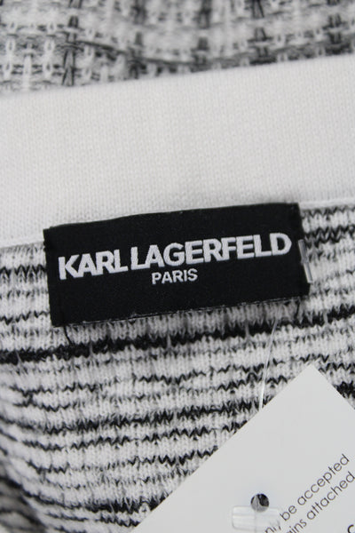 Karl Lagerfeld Women Sweater Dress White Plaid Crew Short Sleeve Knee Size S