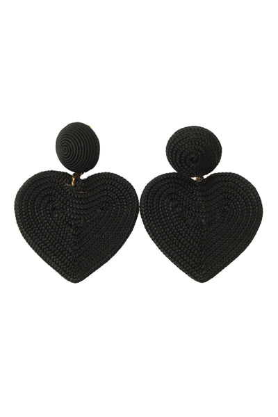 Rebecca De Ravanel Womens Black Cord Cora Heart Drop Earrings