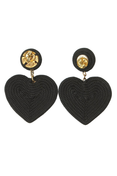 Rebecca De Ravanel Womens Black Cord Cora Heart Drop Earrings