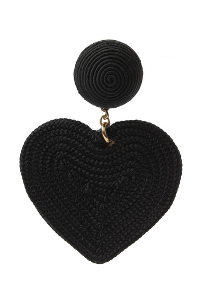 Rebecca De Ravanel Womens Black Cord Cora Heart Drop Earrings