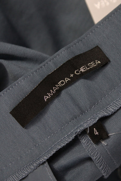 Amanda + Chelsea Womens Ankle Pants Blue Cotton Hook & Eye Size 4