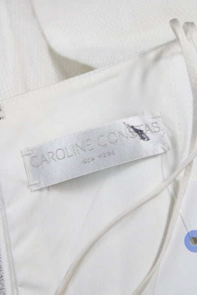 Caroline Constas Womens White Cotton Maxi Dress Sweetheart Neck Boho Size S