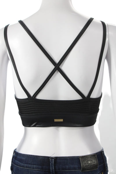 ALALA Womens Sports Bra Black Nylon Athleisure Sleeveless Size S