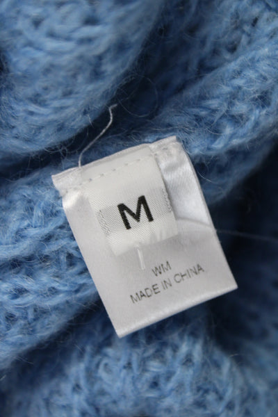 Sayaka Davis Women Mohair Pullover Sweater Blue Crew Neck Long Sleeve Size M