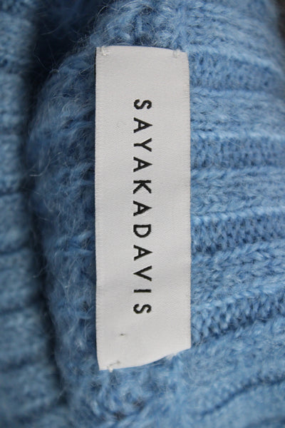 Sayaka Davis Women Mohair Pullover Sweater Blue Crew Neck Long Sleeve Size M
