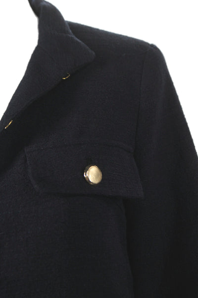Zara Women Basic Jacket Blue Cotton Blend Long Sleeve Hook & Eye Size S