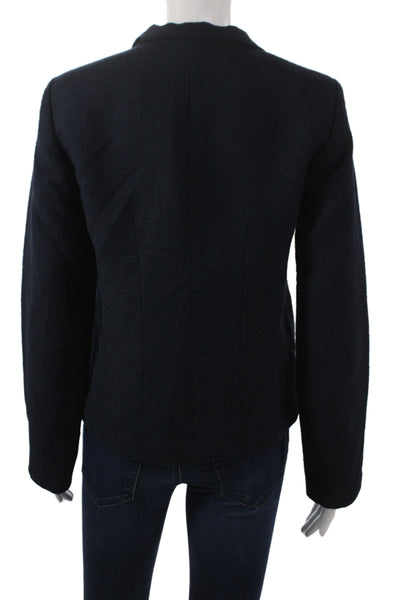 Zara Women Basic Jacket Blue Cotton Blend Long Sleeve Hook & Eye Size S
