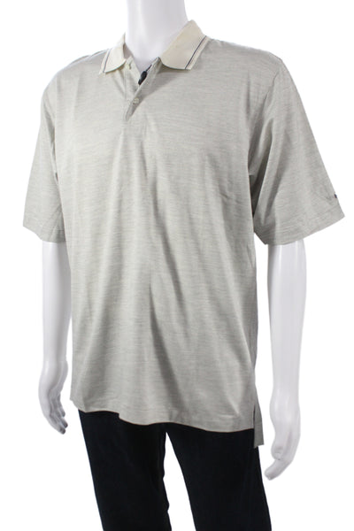 Nike Golf Mens Gray Geometric Cotton Polo Collared Short Sleeve Size M