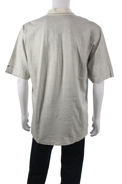 Nike Golf Mens Gray Geometric Cotton Polo Collared Short Sleeve Size M