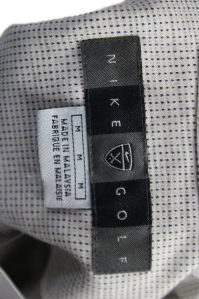 Nike Golf Mens Gray Geometric Cotton Polo Collared Short Sleeve Size M