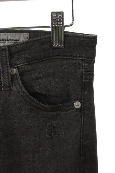 AG-ED Denim Women Ankle Jeans Black Mid Rise Cotton Blend Designer Size 25