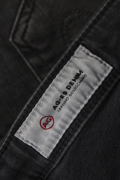 AG-ED Denim Women Ankle Jeans Black Mid Rise Cotton Blend Designer Size 25
