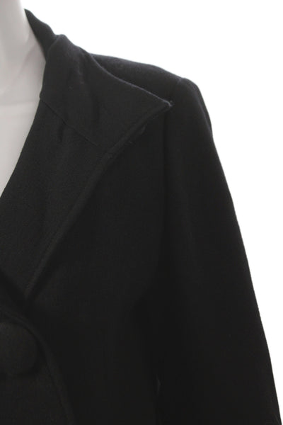 Reiss Womens Black Cotton Pea Coat Button Long Sleeve Size M