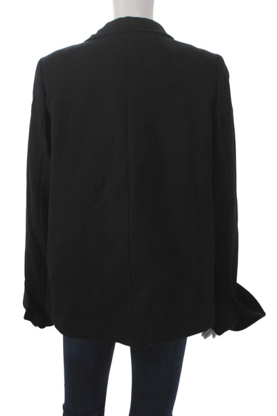 Reiss Womens Black Cotton Pea Coat Button Long Sleeve Size M