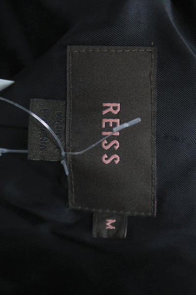 Reiss Womens Black Cotton Pea Coat Button Long Sleeve Size M