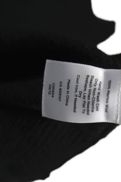 Talbots Womens Petite Black Merino Wool Collared Cardigan Long Sleeve Size L