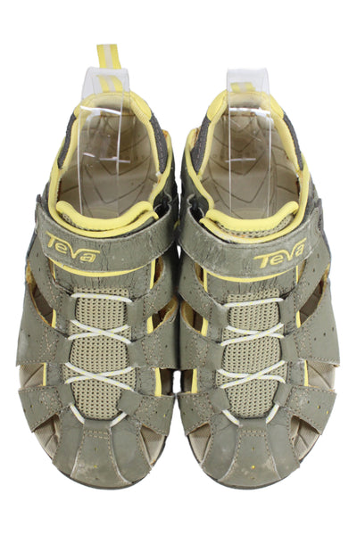Teva Womens Leather Hiking Ankle Strap Sandals Green Size 6
