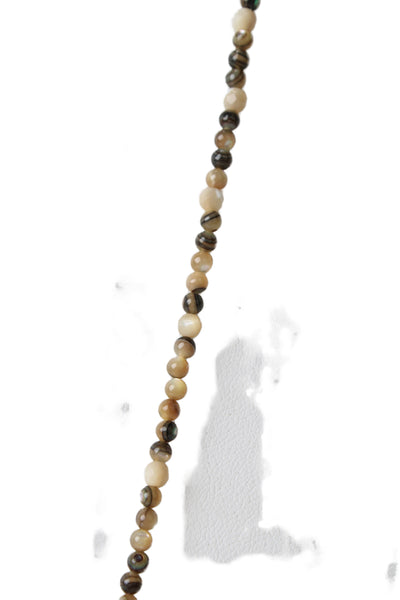 Chan Luu Womens Gold Tone Mother of Pearl Bead Charm Necklace 40"