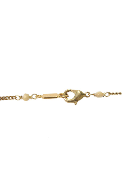 Chan Luu Womens Gold Tone Mother of Pearl Bead Charm Necklace 40"