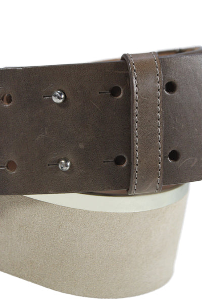 Lafayette 148 New York Womens Leather Colorblock Buckled Belt Beige Size S